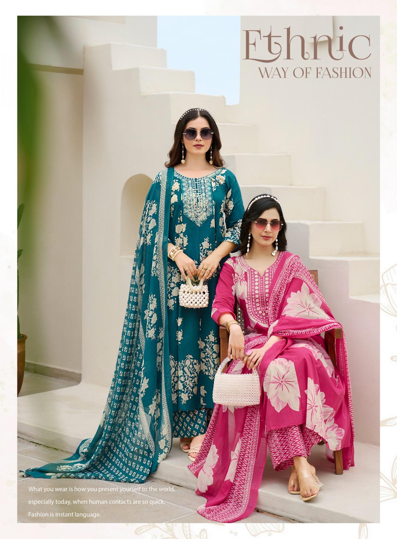 blossom vol 7 by radhika lifestyle cotton fully stitch plus size plazzo suit for women  