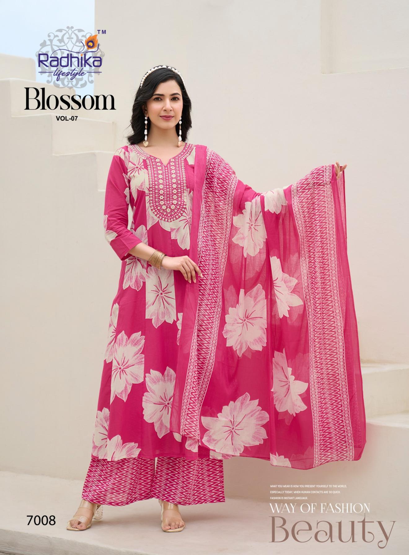 blossom vol 7 by radhika lifestyle cotton fully stitch plus size plazzo suit for women  