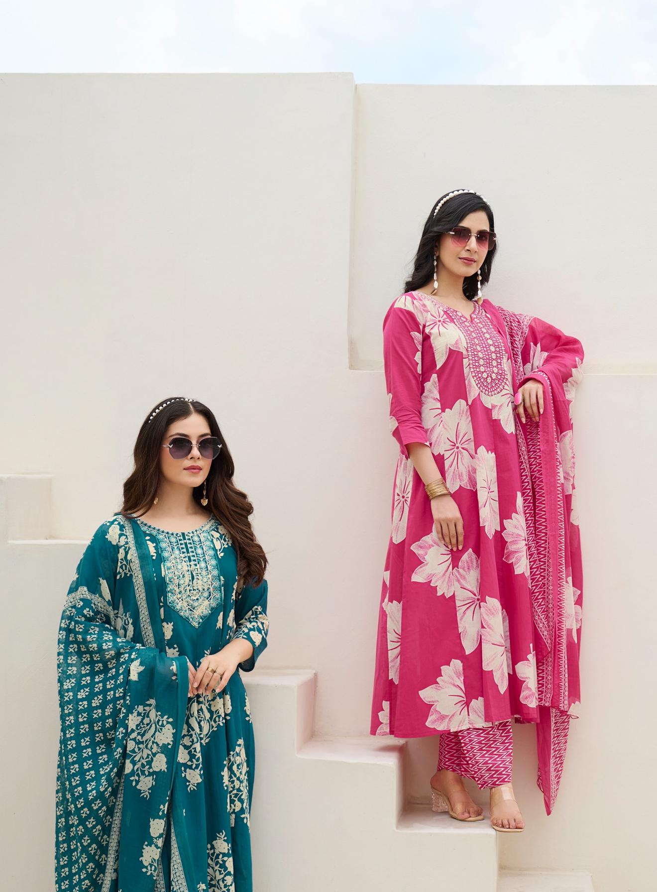 blossom vol 7 by radhika lifestyle cotton fully stitch plus size plazzo suit for women  