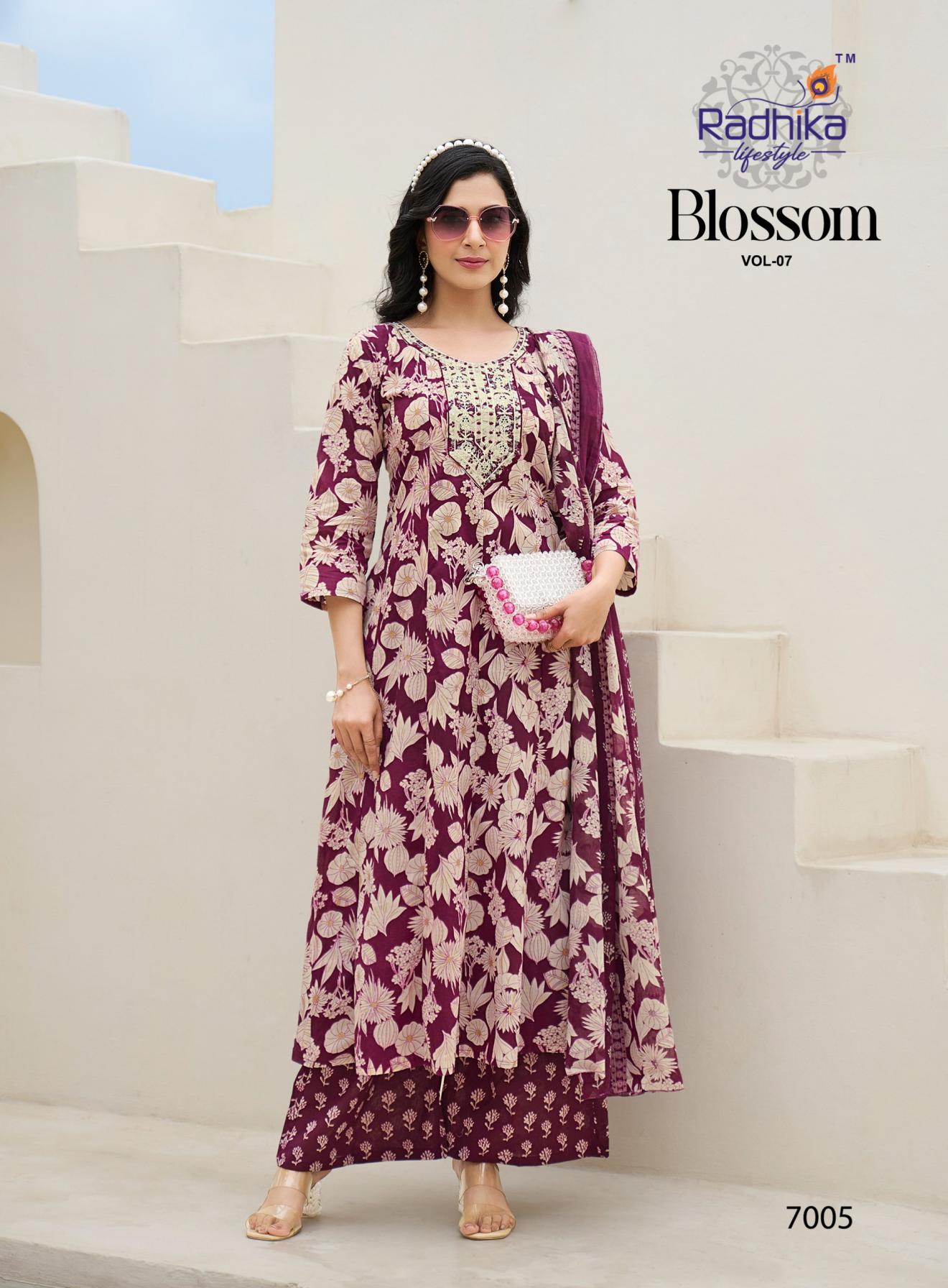 blossom vol 7 by radhika lifestyle cotton fully stitch plus size plazzo suit for women  