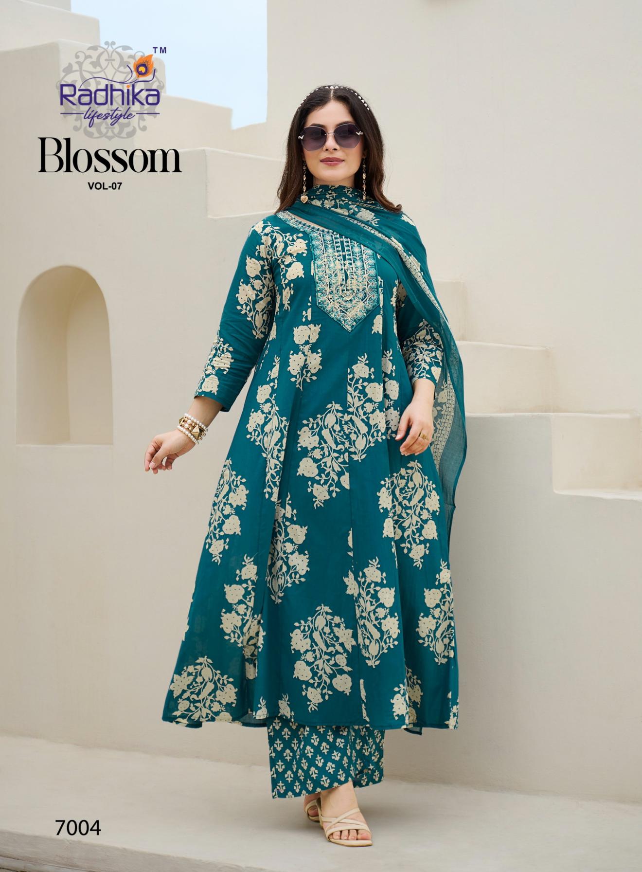 blossom vol 7 by radhika lifestyle cotton fully stitch plus size plazzo suit for women  