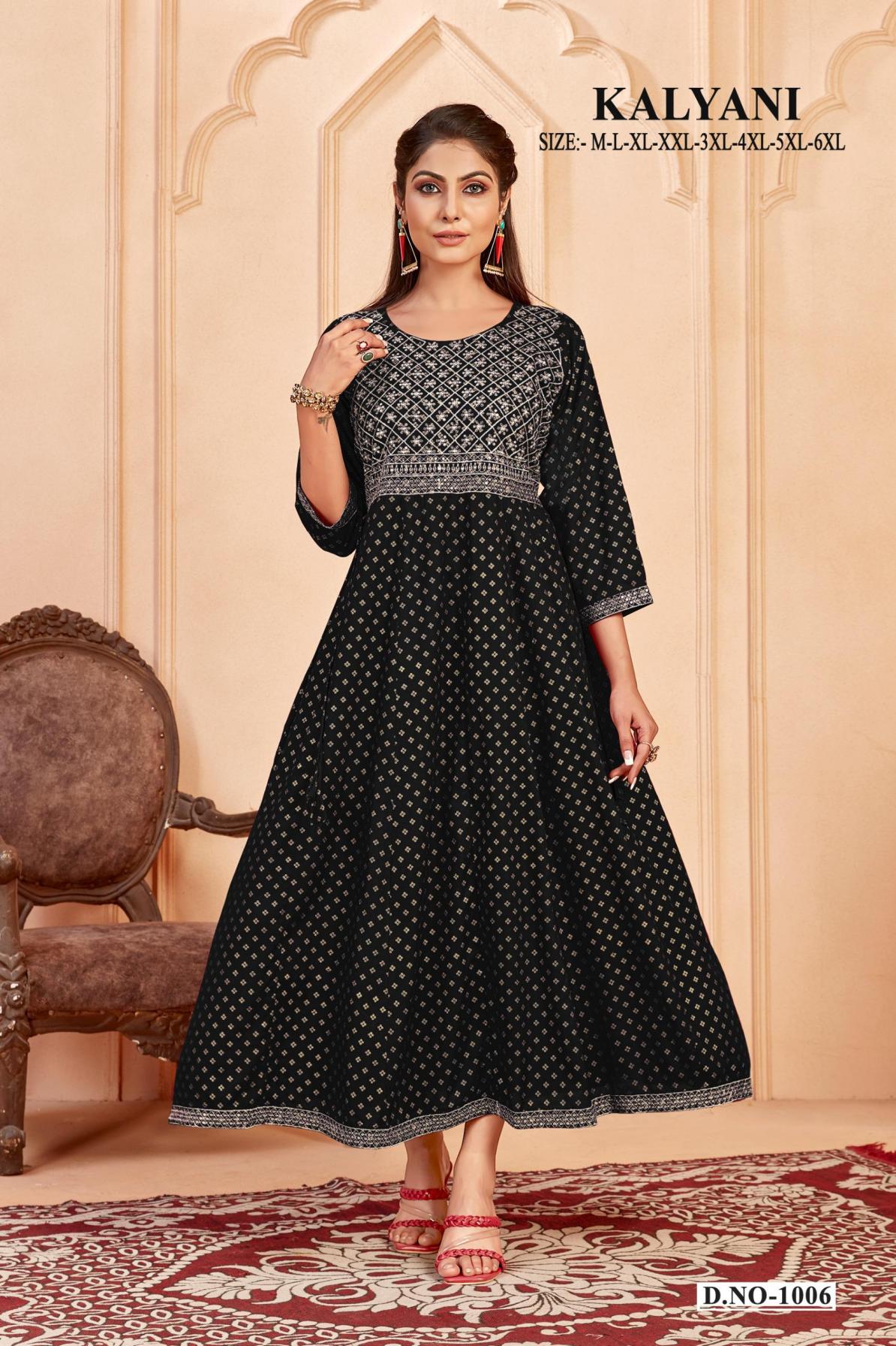 kalyani long readymade heavy rayon plus size worked anarkali gown 