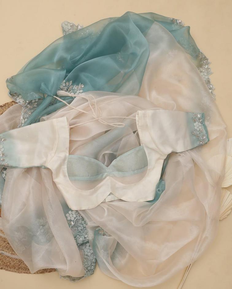 kc 897 shiney organza sequence work shop trendy saree supplier 