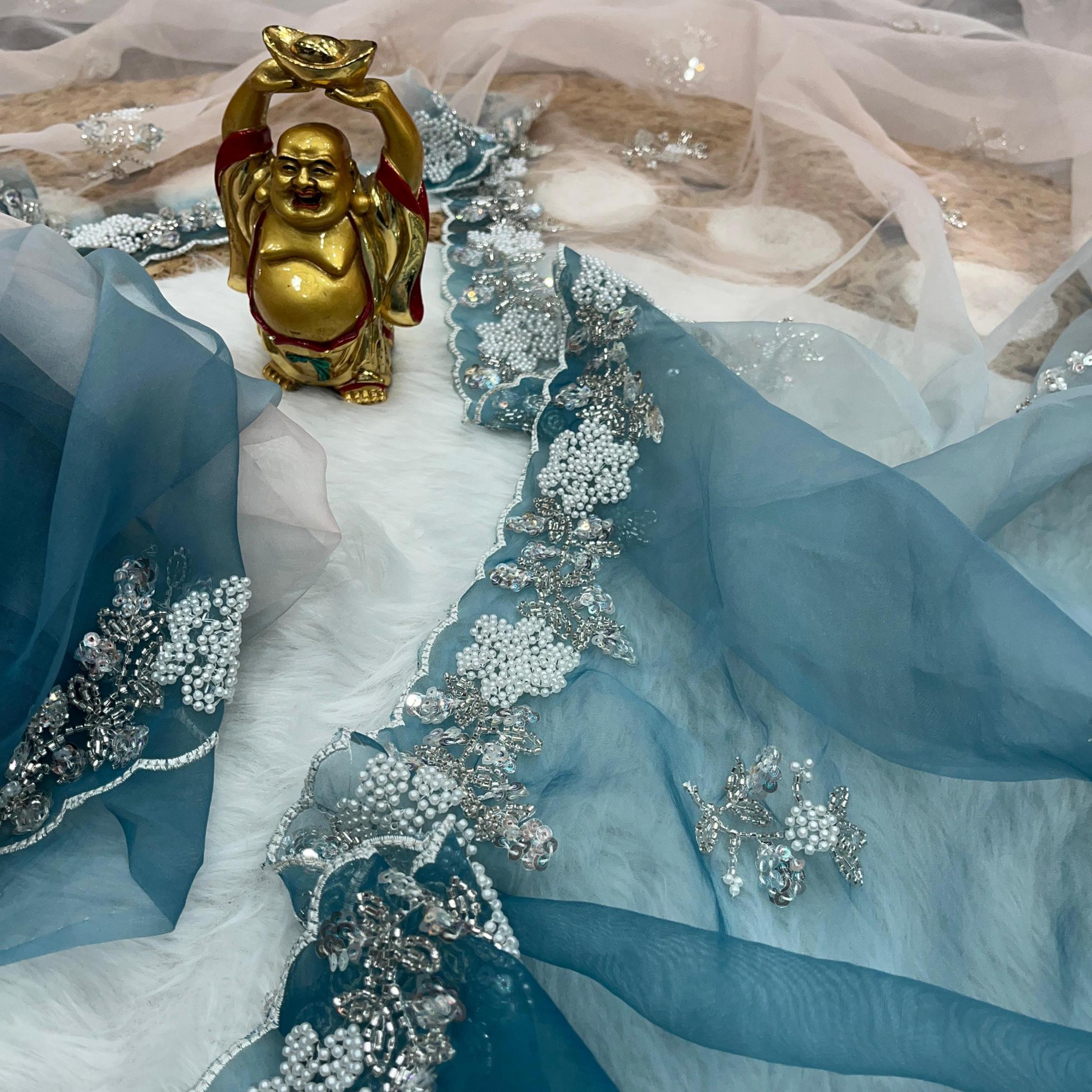 kc 897 shiney organza sequence work shop trendy saree supplier 