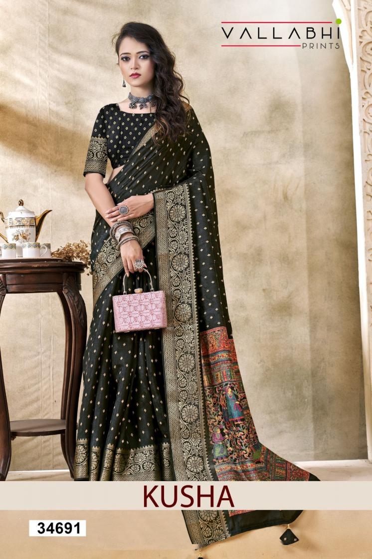 kusha by vallabhi prints dola silk shop trendy saree for womens 