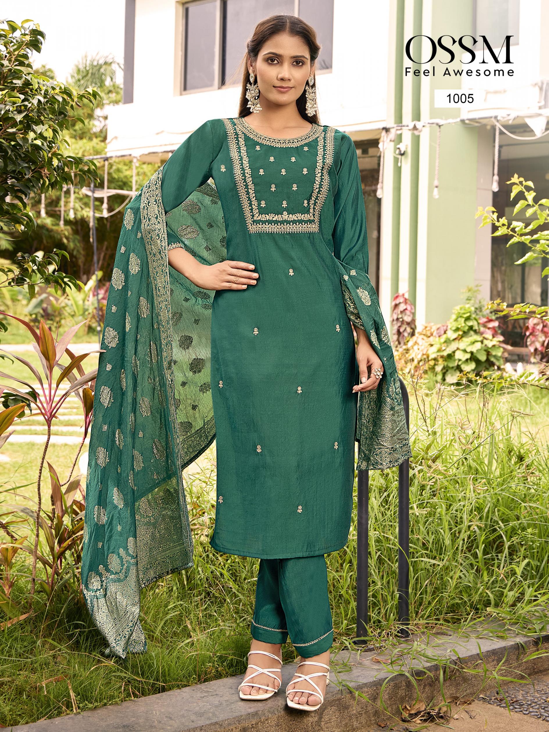 ossm monalisa vol 5 viscose roman silk readymade big size stylish suit for womens 