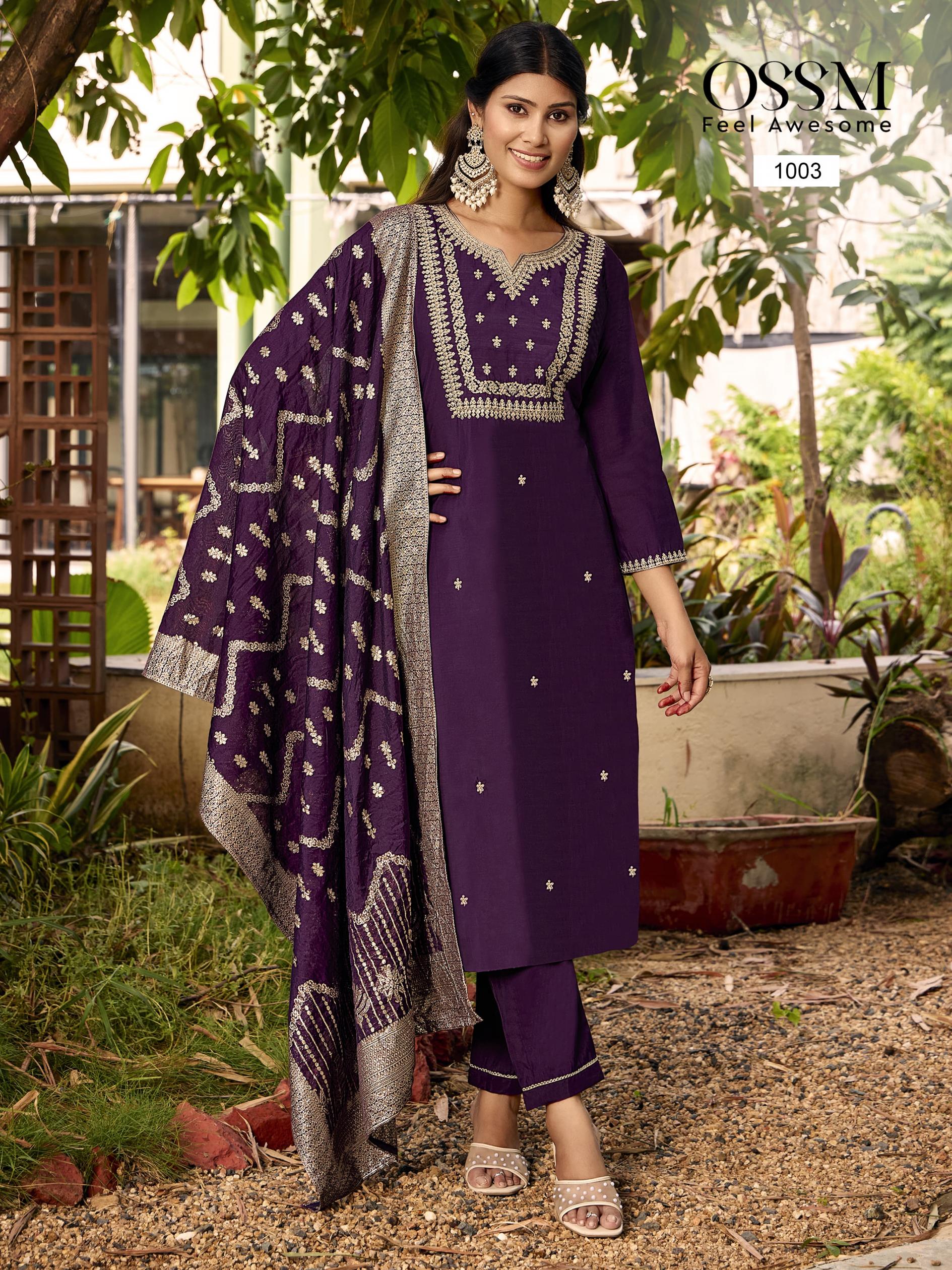 ossm monalisa vol 5 viscose roman silk readymade big size stylish suit for womens 