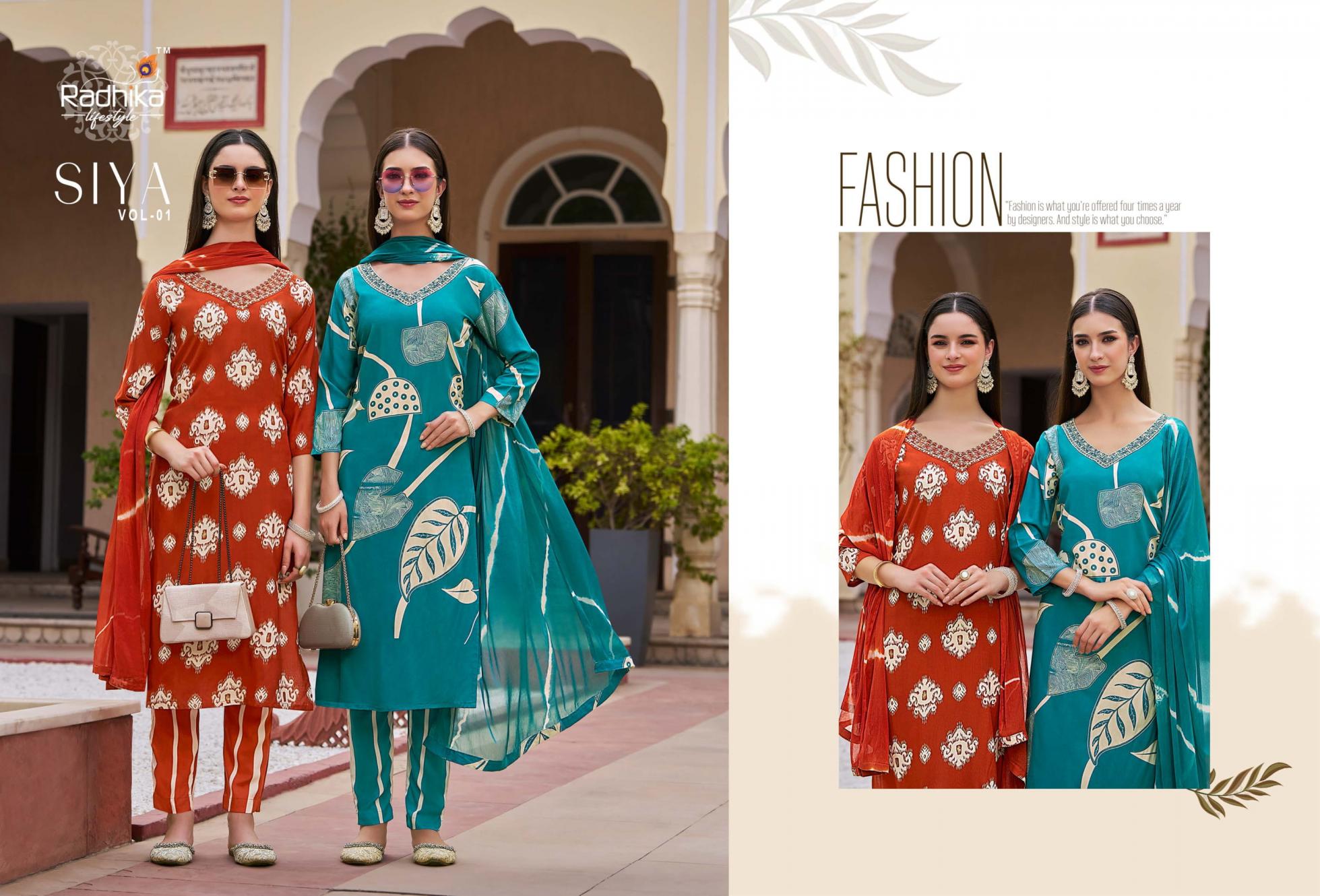 radhika lifestyle siya vol 1 readymade classic rayon big size suit for women 