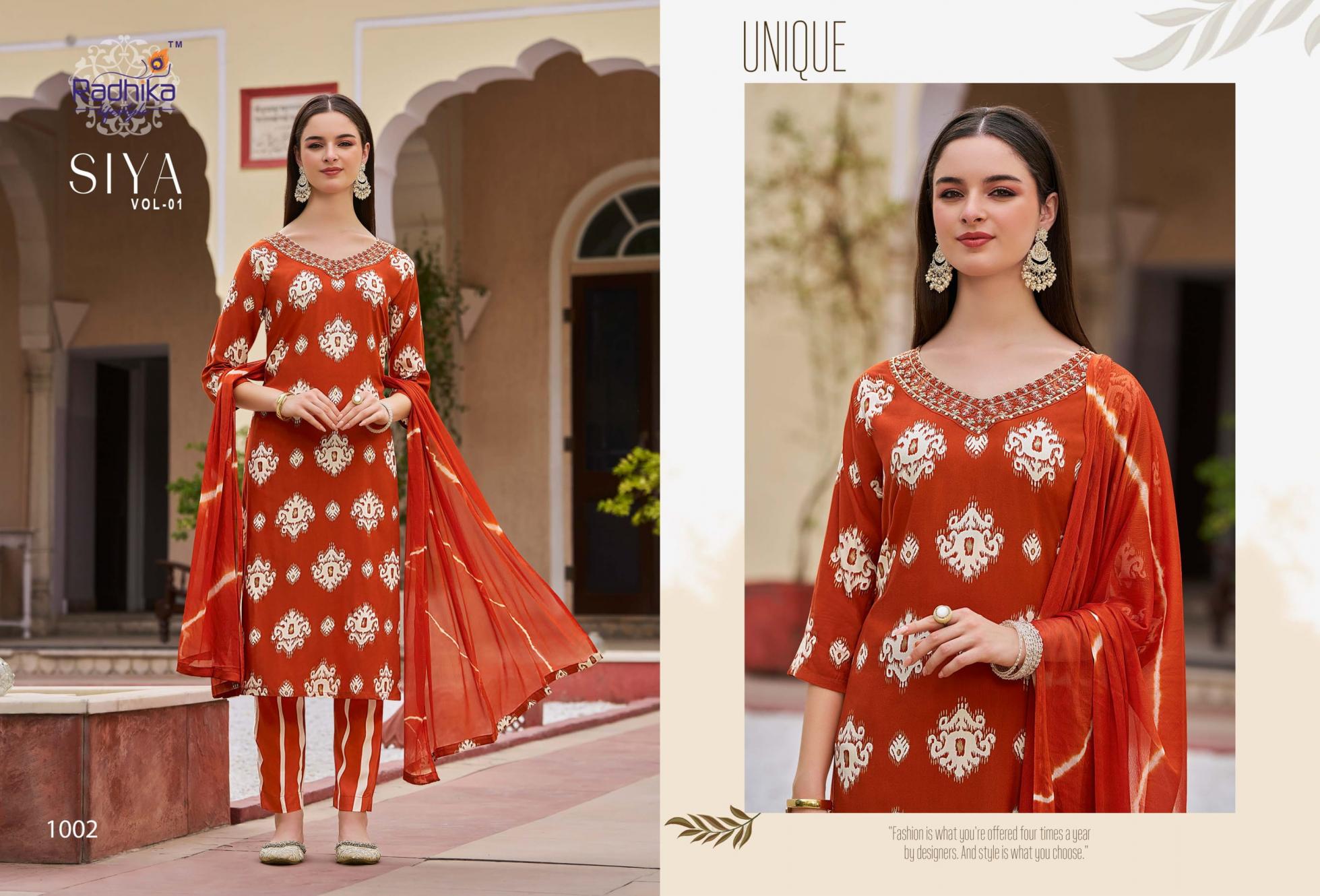 radhika lifestyle siya vol 1 readymade classic rayon big size suit for women 