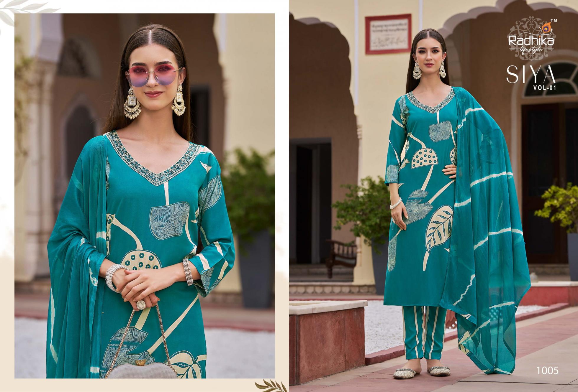 radhika lifestyle siya vol 1 readymade classic rayon big size suit for women 
