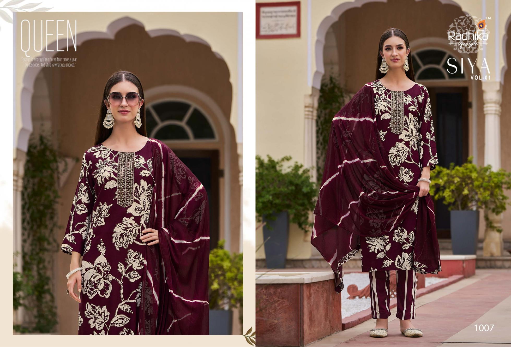 radhika lifestyle siya vol 1 readymade classic rayon big size suit for women 