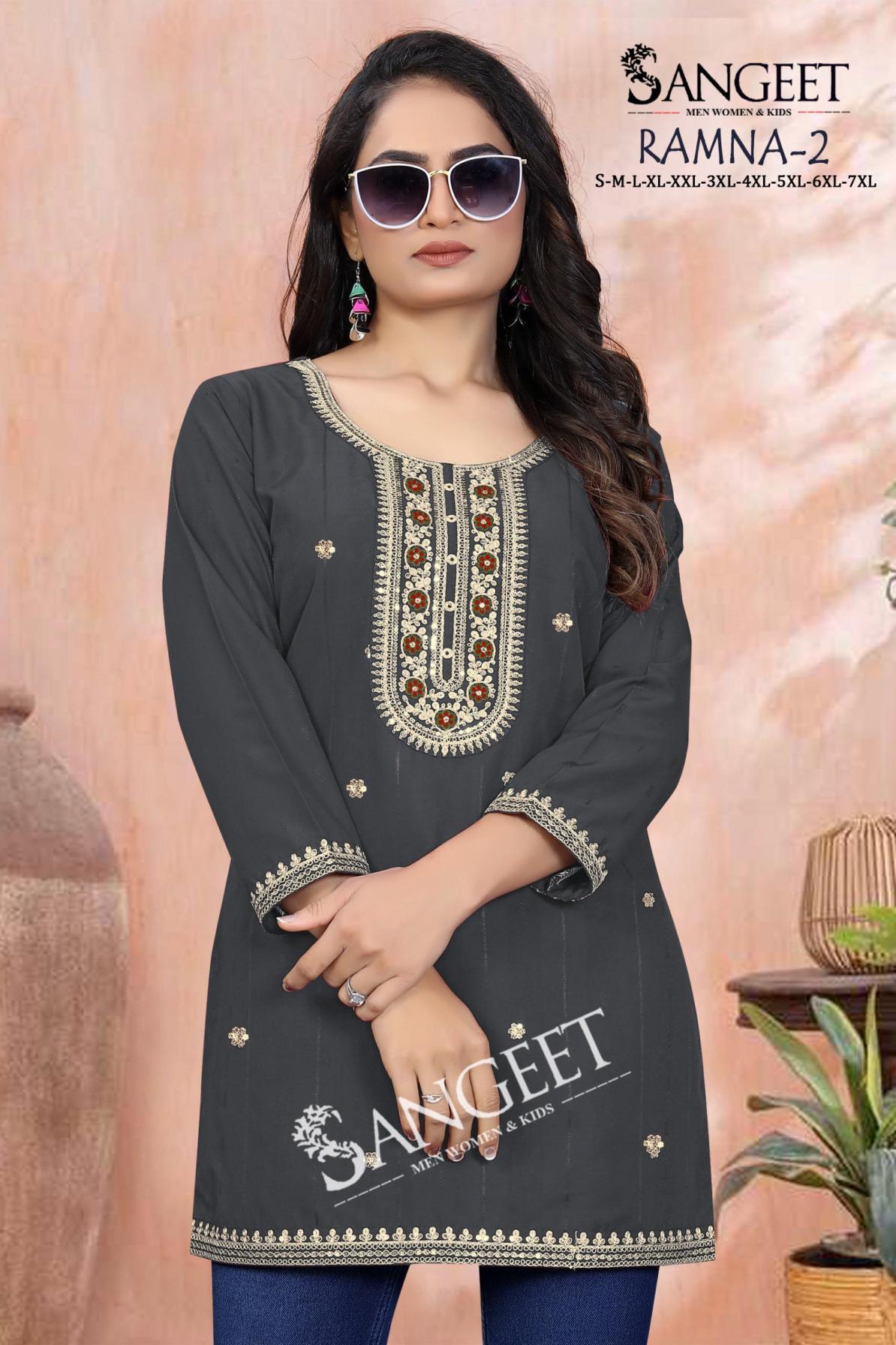 ramna vol 2 hit design readymade plus size short kurti 