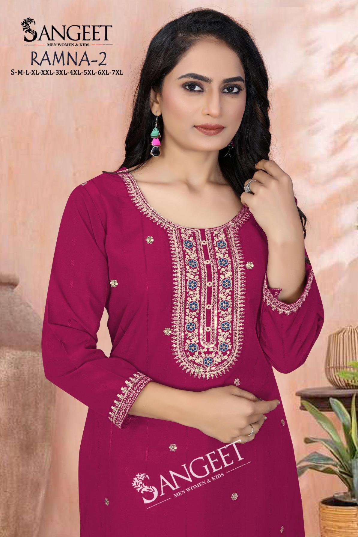 ramna vol 2 hit design readymade plus size short kurti 