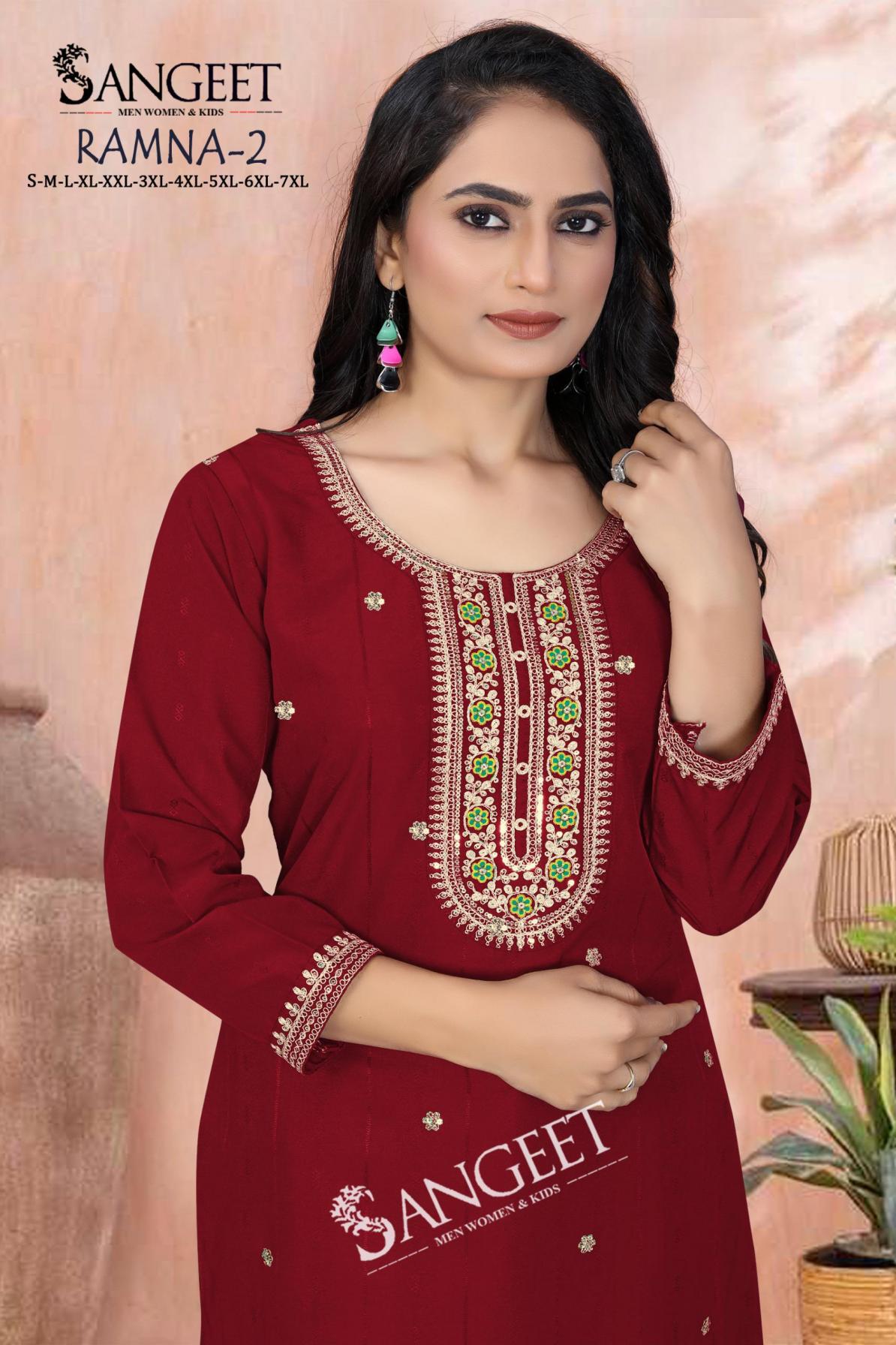 ramna vol 2 hit design readymade plus size short kurti 