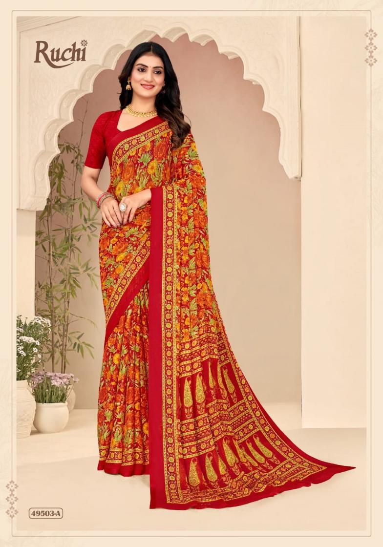 star chiffon vol 205 by ruchi sarees chiffon uniform type saree