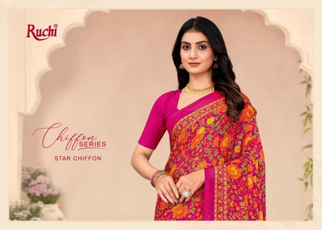 star chiffon vol 205 by ruchi sarees chiffon uniform type saree