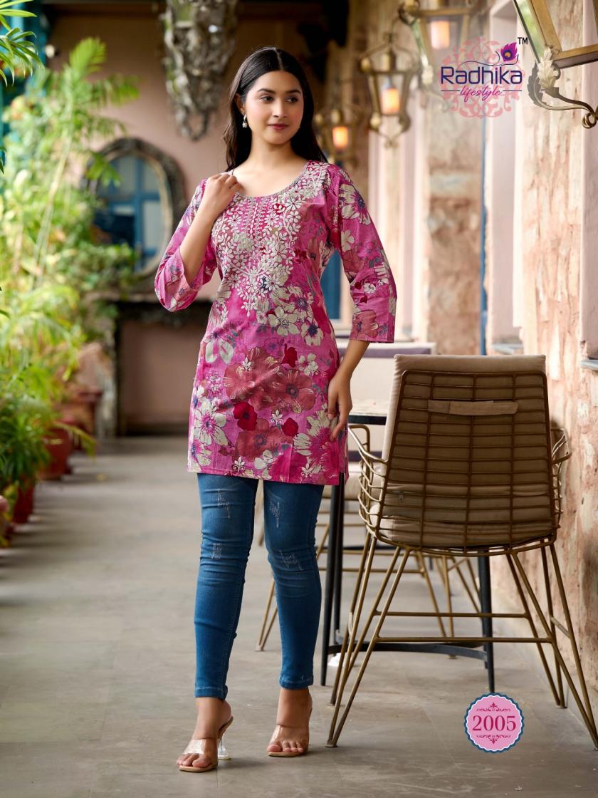 summer shine vol 2 by radhika lifestyle cotton lucknowi readymade big size short kurtis 