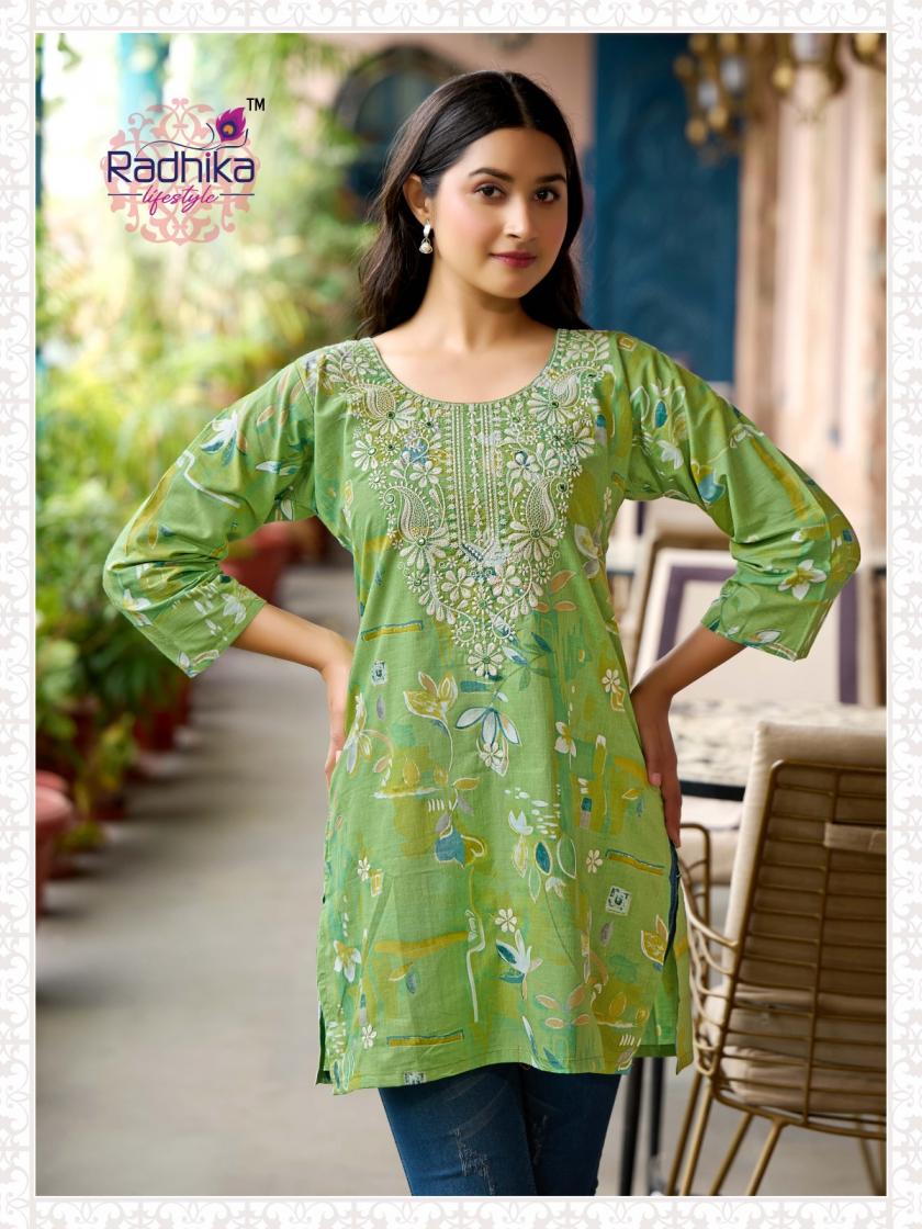 summer shine vol 2 by radhika lifestyle cotton lucknowi readymade big size short kurtis 