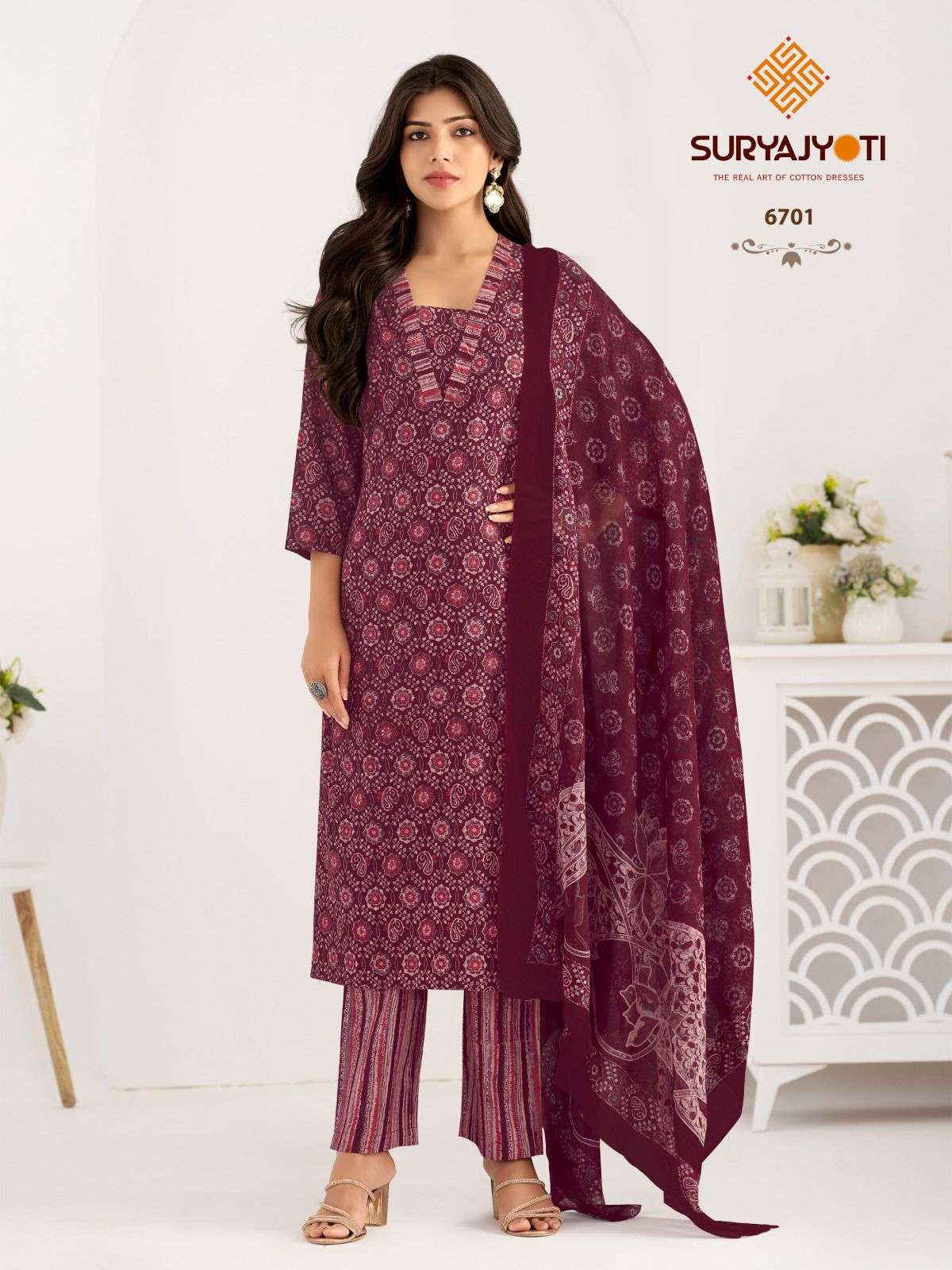 trendy cotton vol 67 by suryajyoti cotton full stitch plus size suit for womens 