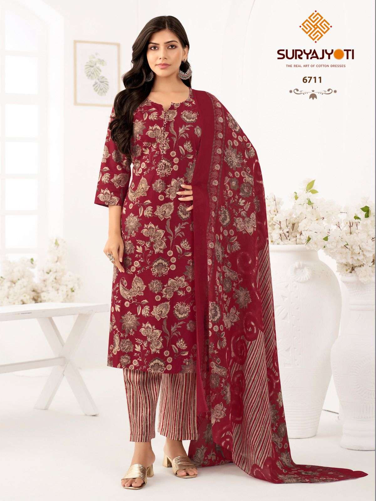 trendy cotton vol 67 by suryajyoti cotton full stitch plus size suit for womens 