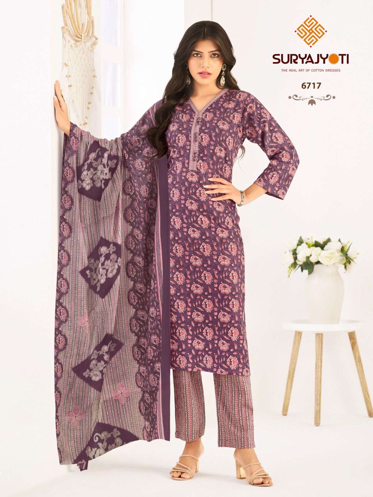 trendy cotton vol 67 by suryajyoti cotton full stitch plus size suit for womens 