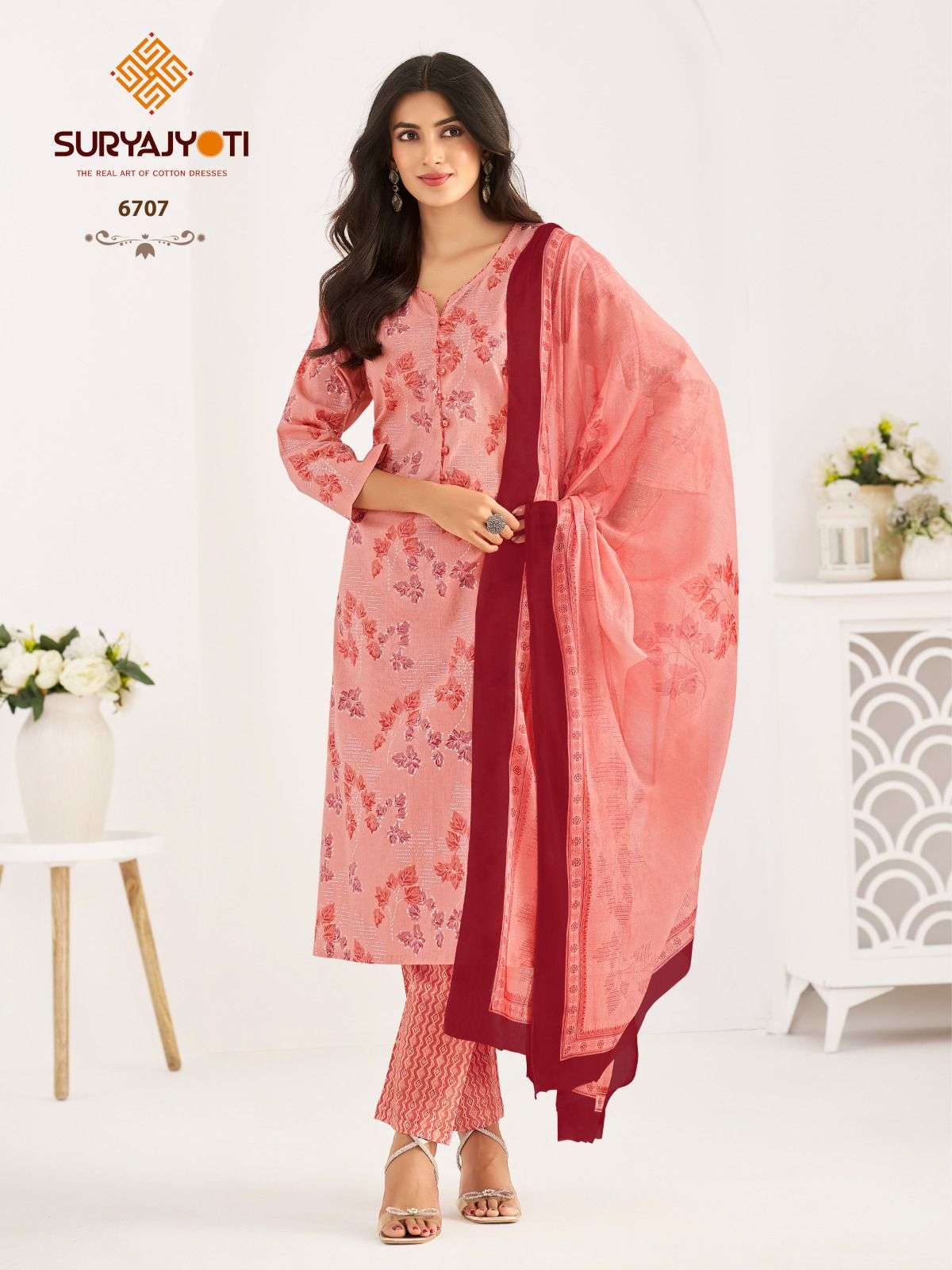 trendy cotton vol 67 by suryajyoti cotton full stitch plus size suit for womens 