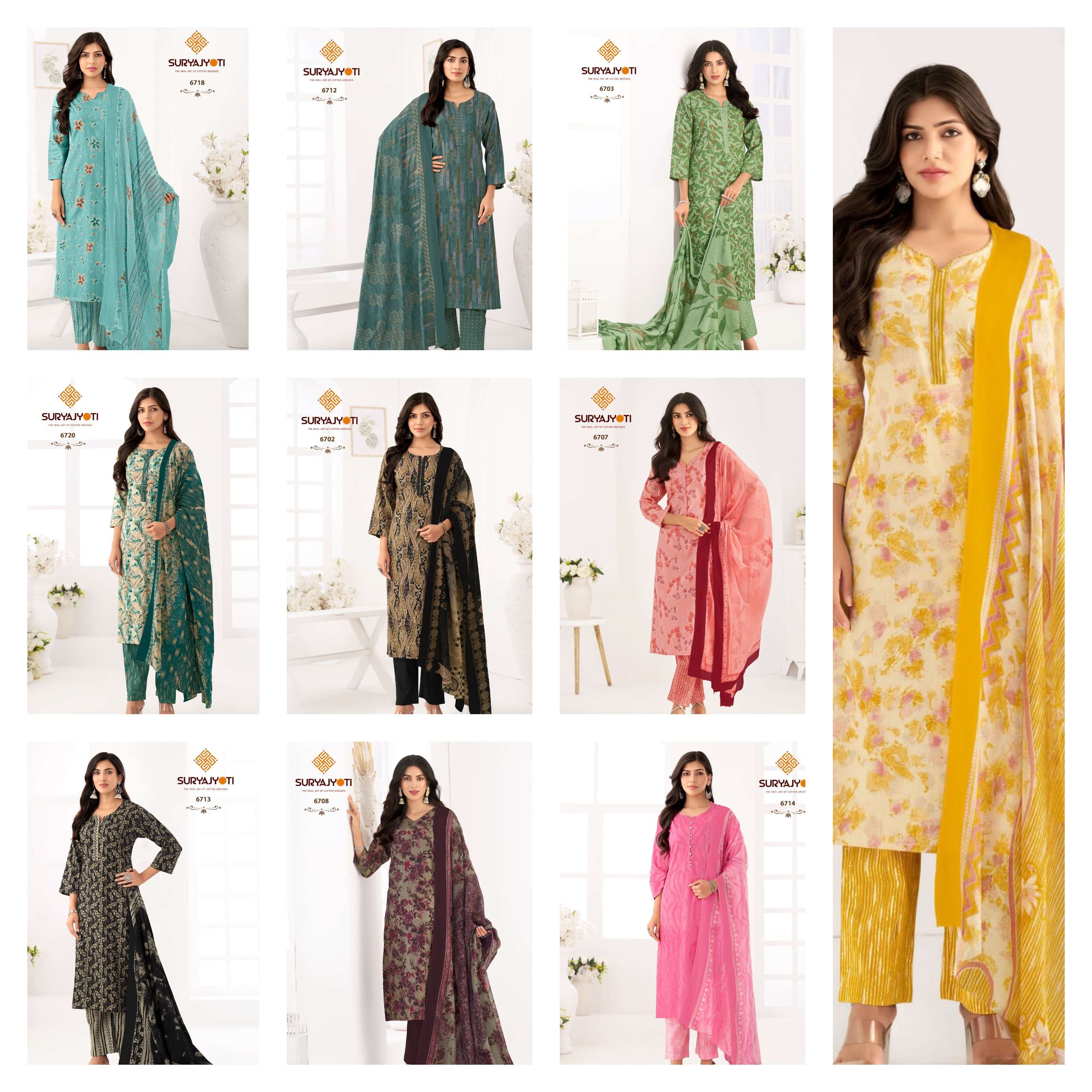 trendy cotton vol 67 by suryajyoti cotton full stitch plus size suit for womens 