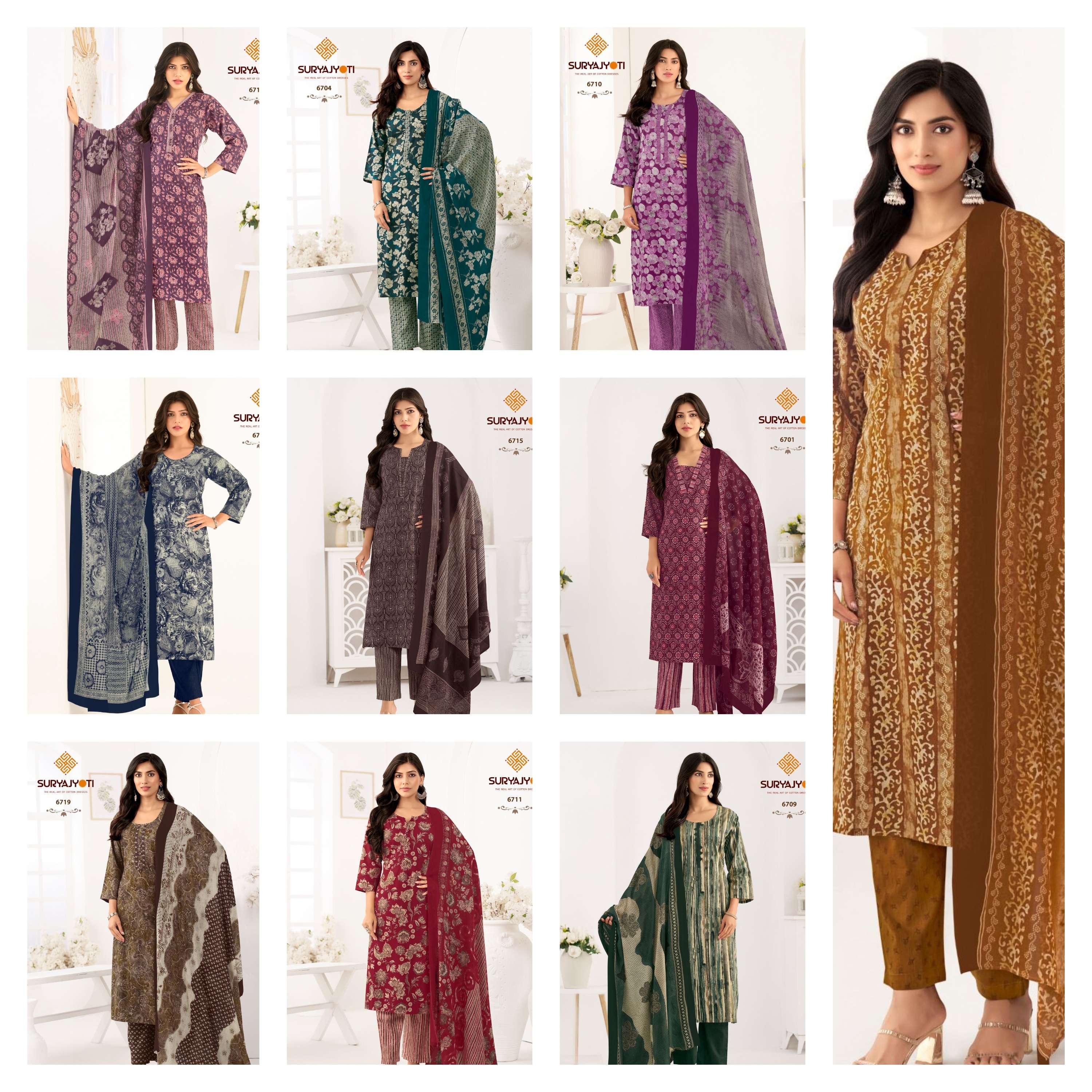 trendy cotton vol 67 by suryajyoti cotton full stitch plus size suit for womens 