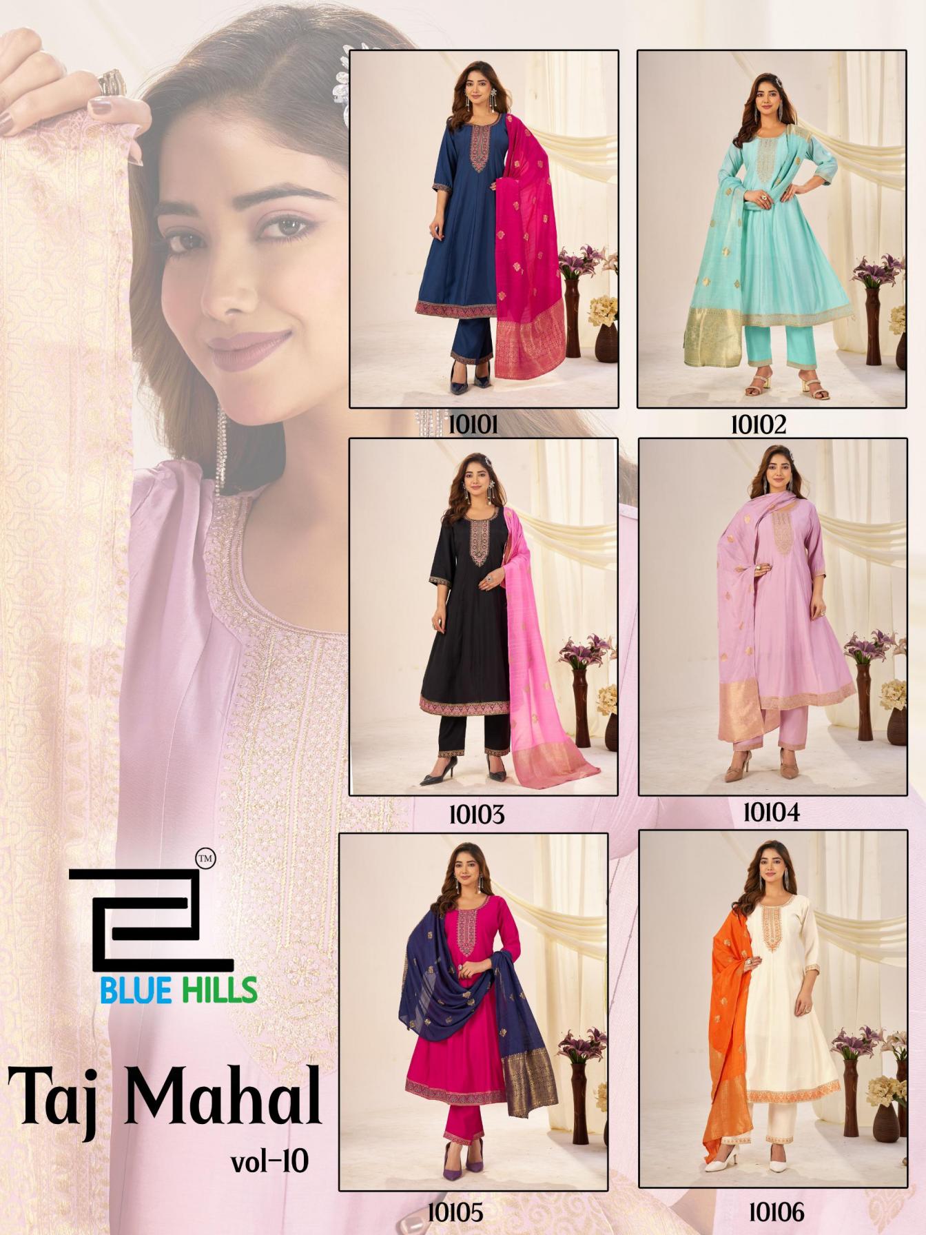 blue hills taj mahal vol 10 roman silk readymade plus size suit for women 