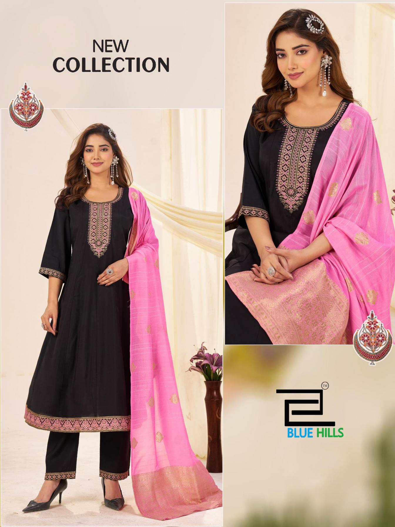 blue hills taj mahal vol 10 roman silk readymade plus size suit for women 