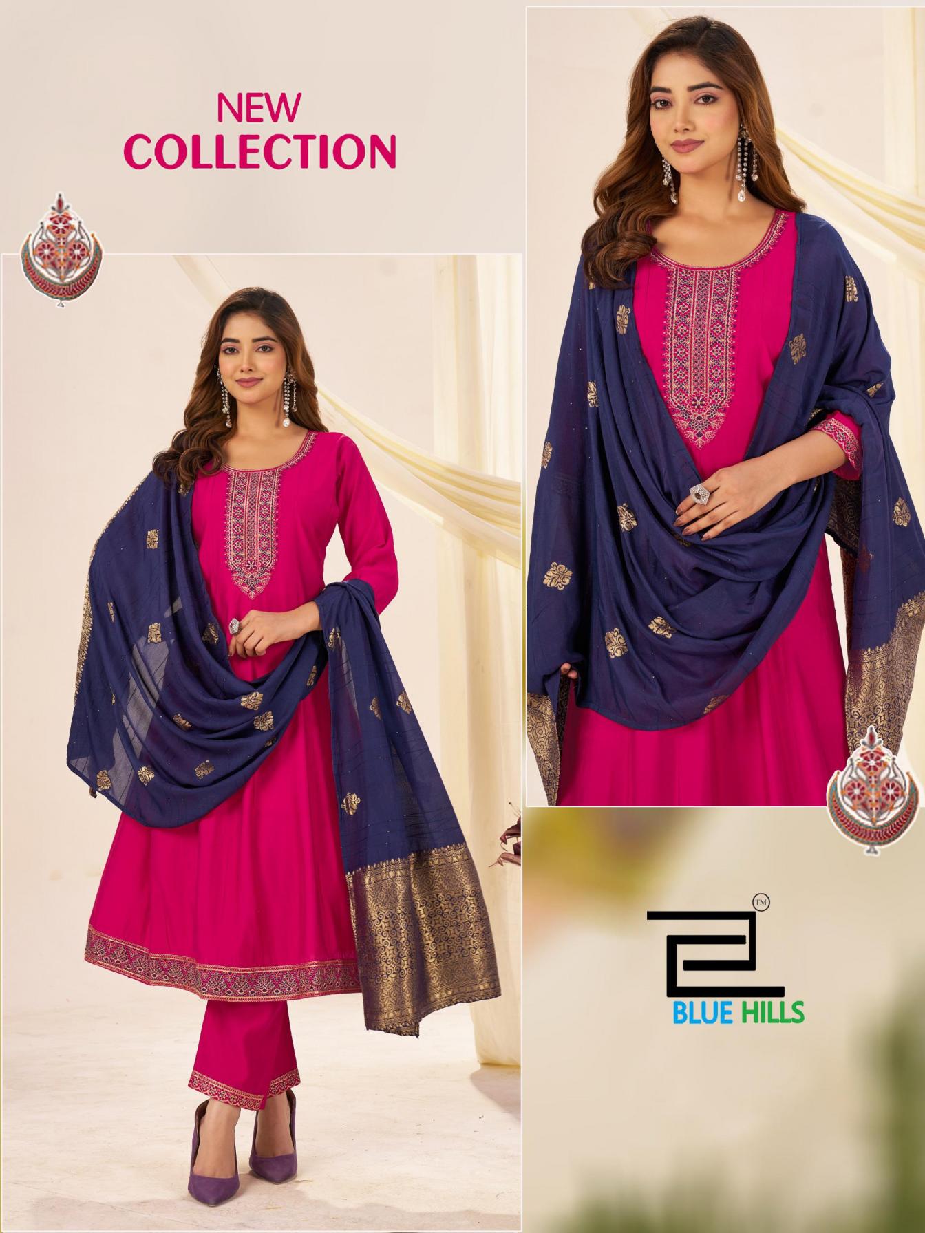 blue hills taj mahal vol 10 roman silk readymade plus size suit for women 
