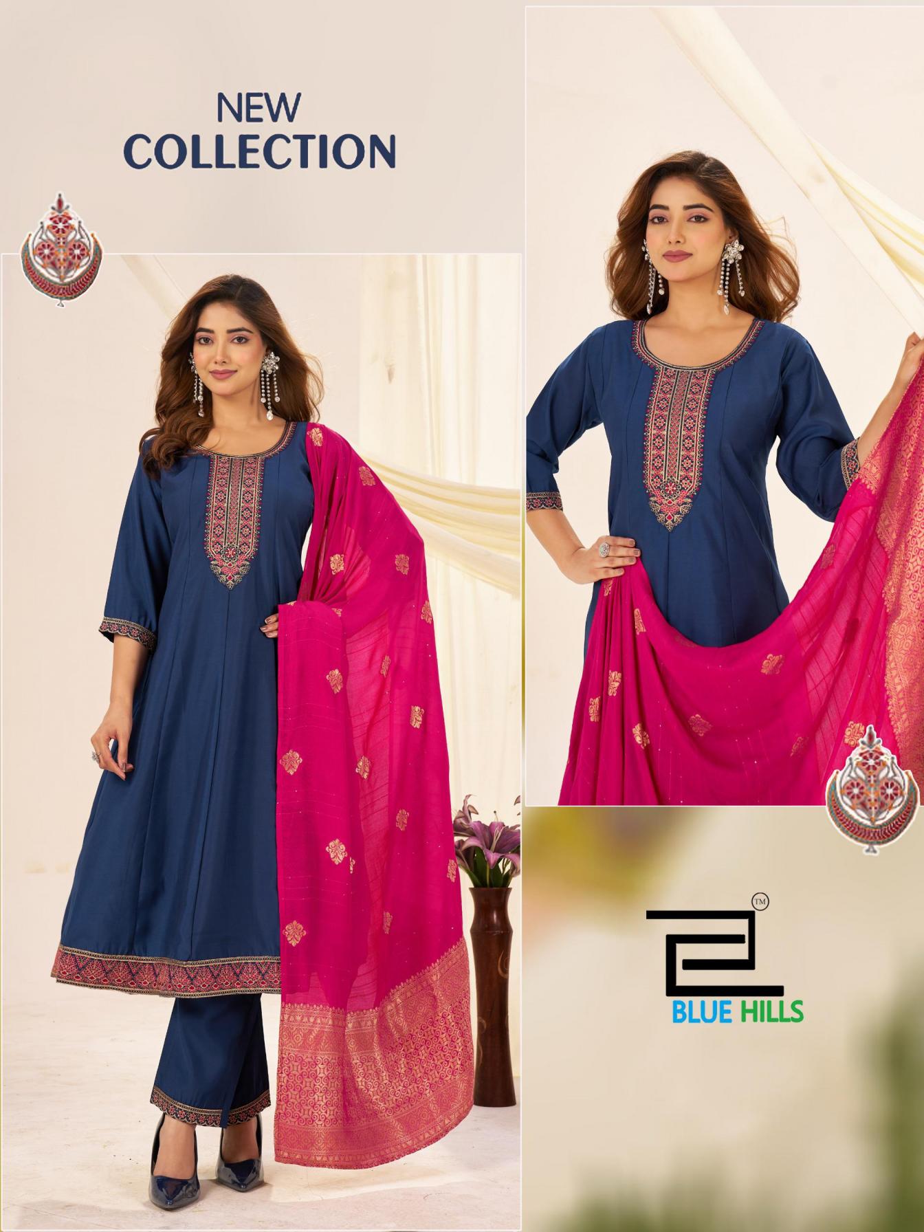 blue hills taj mahal vol 10 roman silk readymade plus size suit for women 