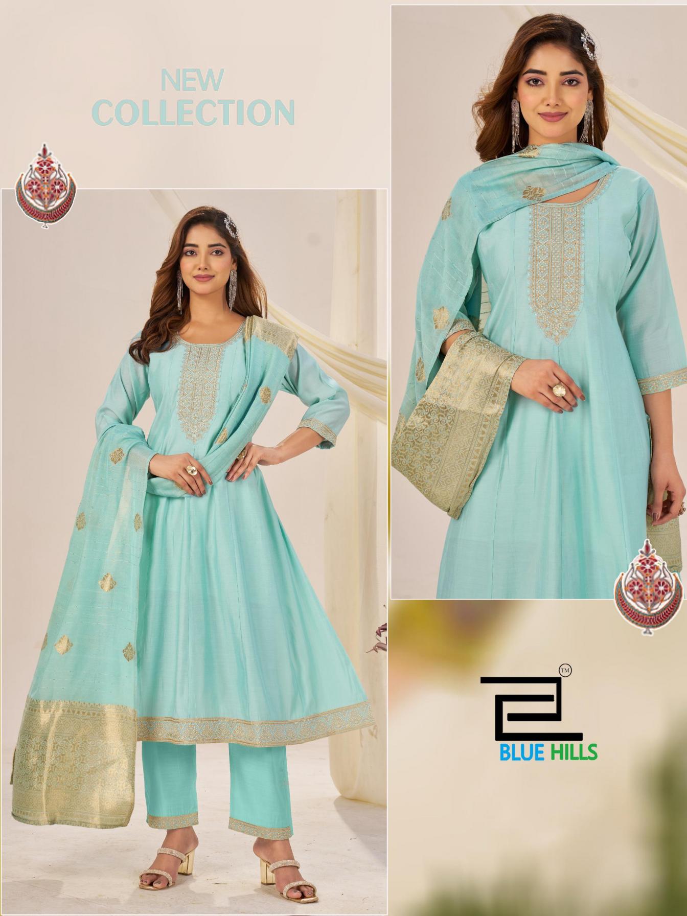 blue hills taj mahal vol 10 roman silk readymade plus size suit for women 
