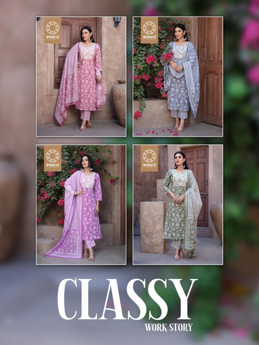 classy work story by womaya cotton readymade stylish combo suit for womens 