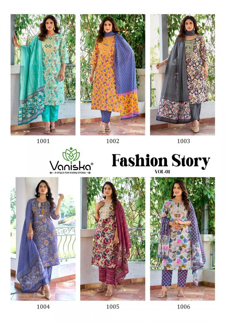 fashion story vol 1 by vaniska colourpix full stitch big size viscose mal chanderi ladies suits 