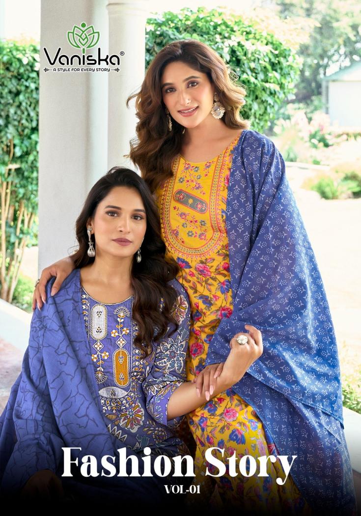 fashion story vol 1 by vaniska colourpix full stitch big size viscose mal chanderi ladies suits 
