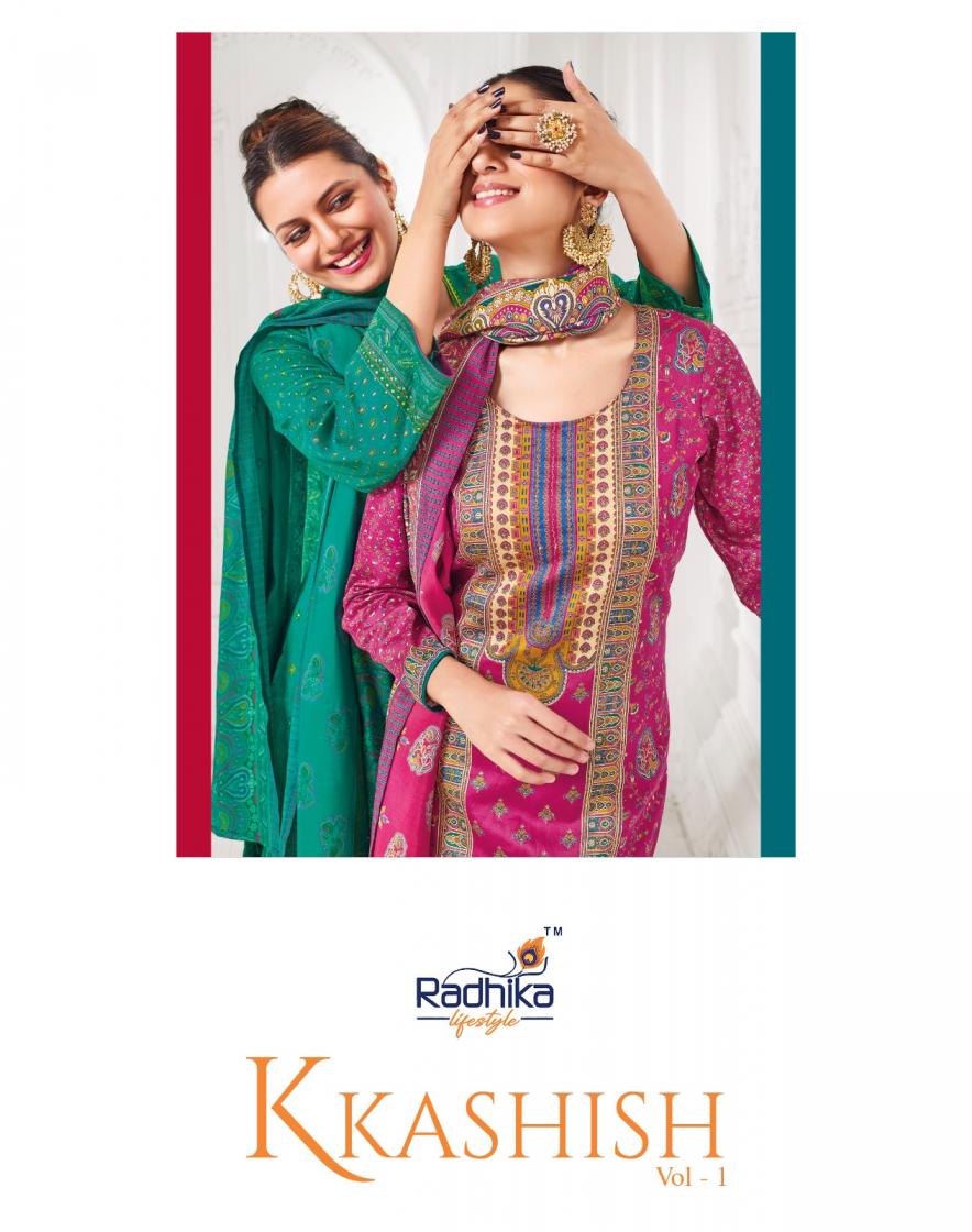 kkashish vol 1 by radhika lifestyle jam satin full stitch big size suit for womens