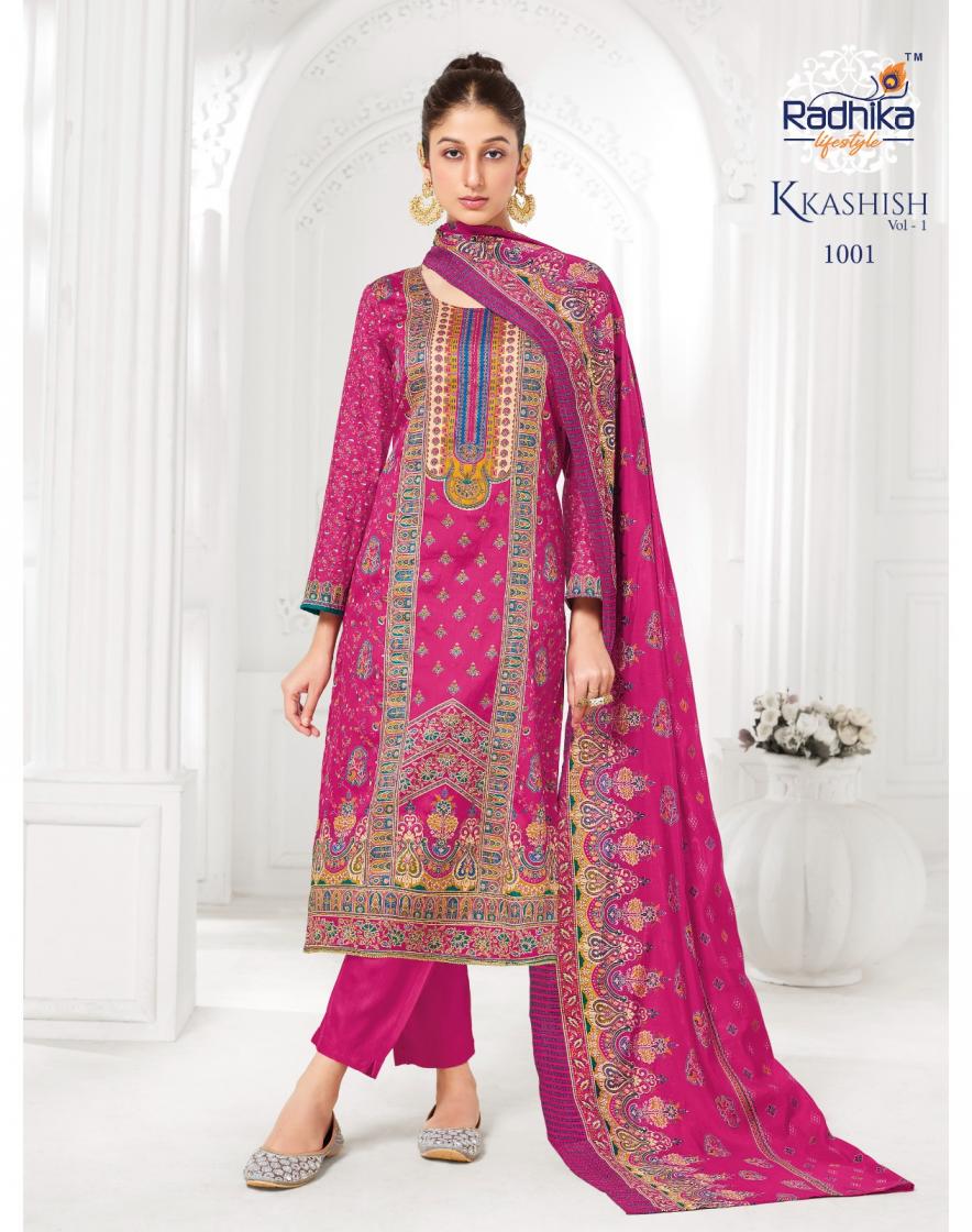 kkashish vol 1 by radhika lifestyle jam satin full stitch big size suit for womens
