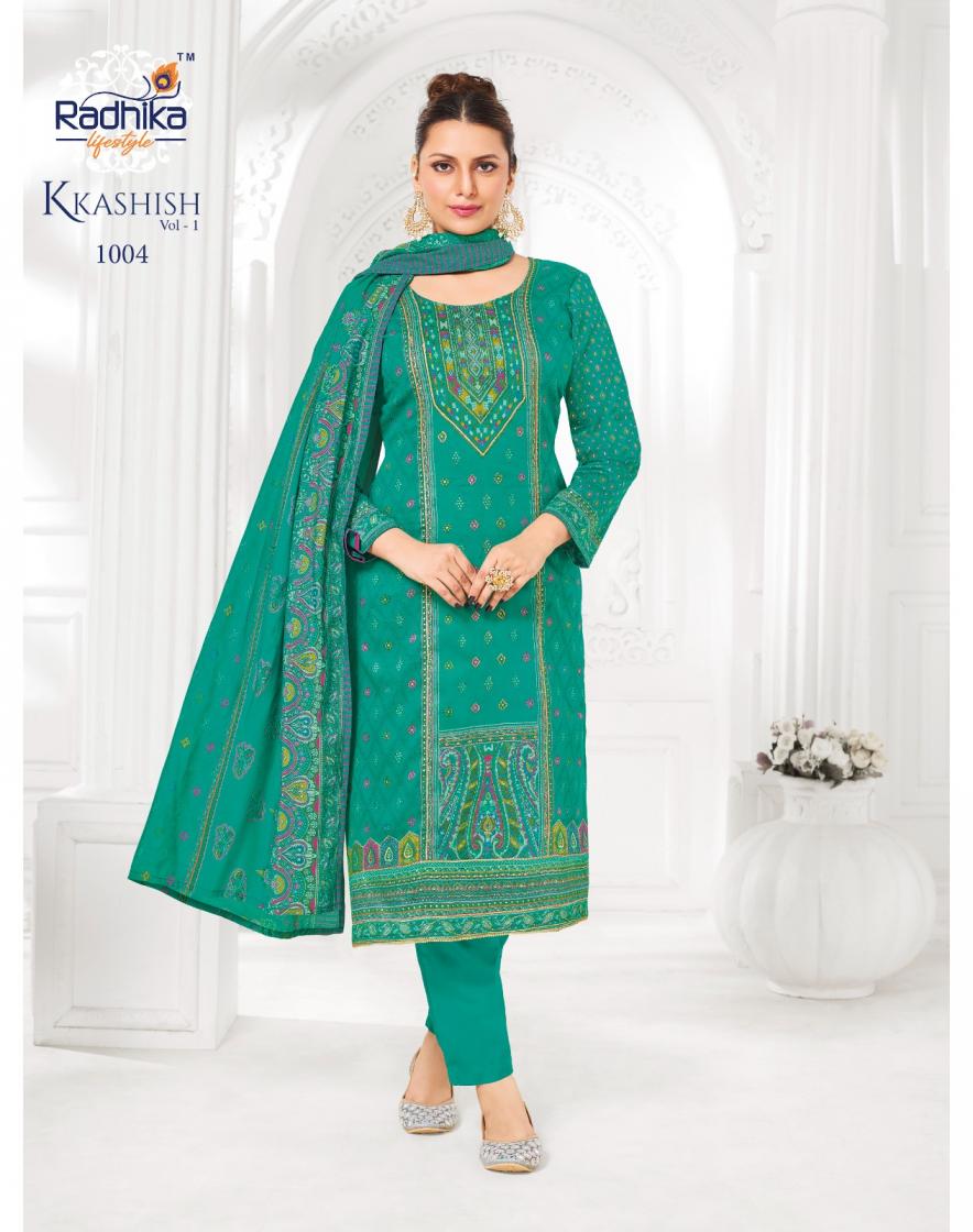 kkashish vol 1 by radhika lifestyle jam satin full stitch big size suit for womens