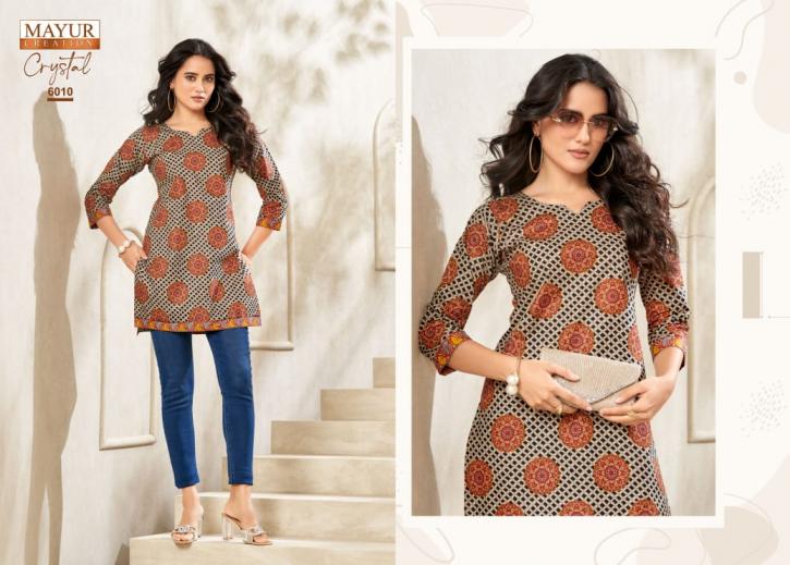 mayur creation crystal vol 6 poplin fully stitch plus size short kurtis 