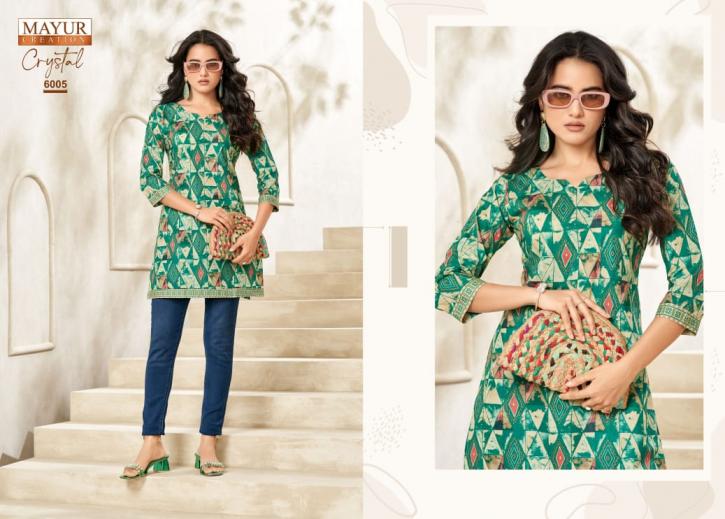 mayur creation crystal vol 6 poplin fully stitch plus size short kurtis 