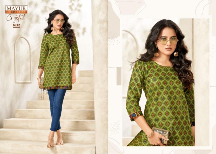 mayur creation crystal vol 6 poplin fully stitch plus size short kurtis 