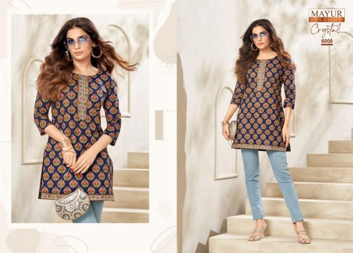 mayur creation crystal vol 6 poplin fully stitch plus size short kurtis 