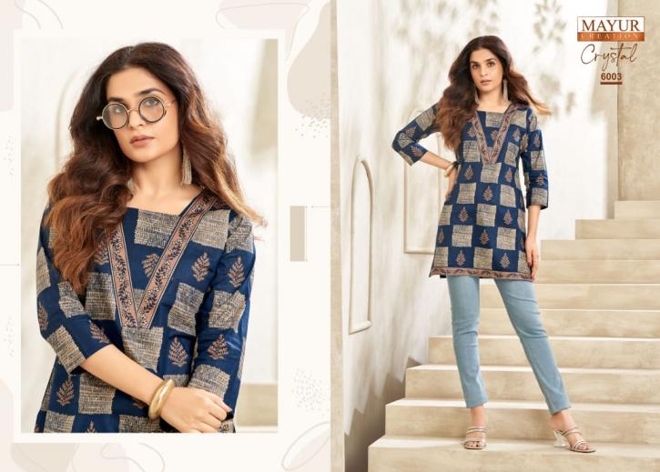 mayur creation crystal vol 6 poplin fully stitch plus size short kurtis 