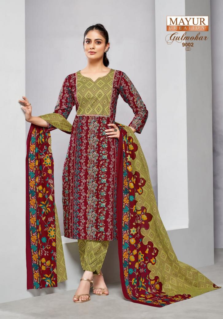 mayur creation gulmohar vol 9 cotton readymade plus size suit for womens 