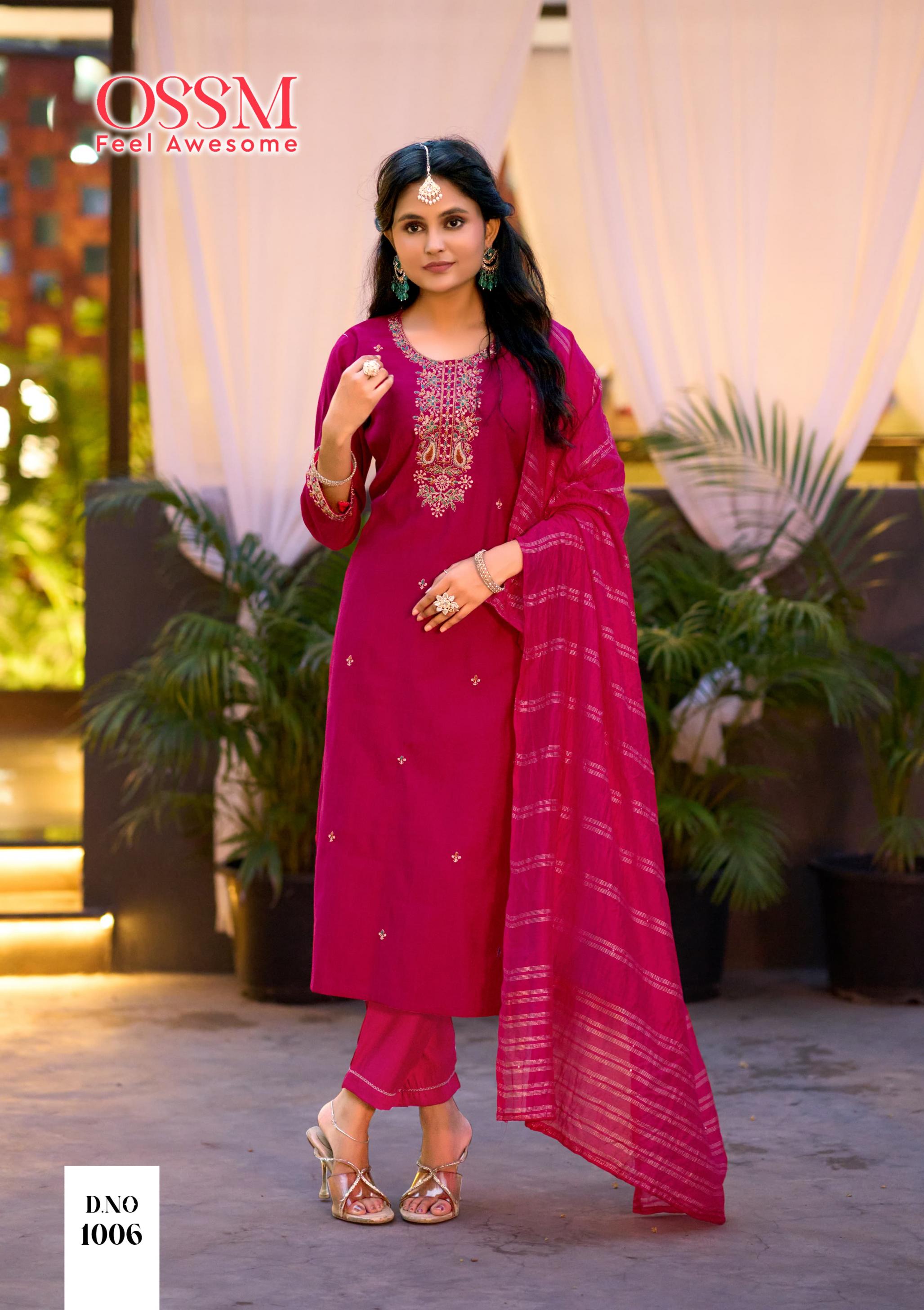 ossm gungun viscose vetican silk readymade big size classic suit for womens 