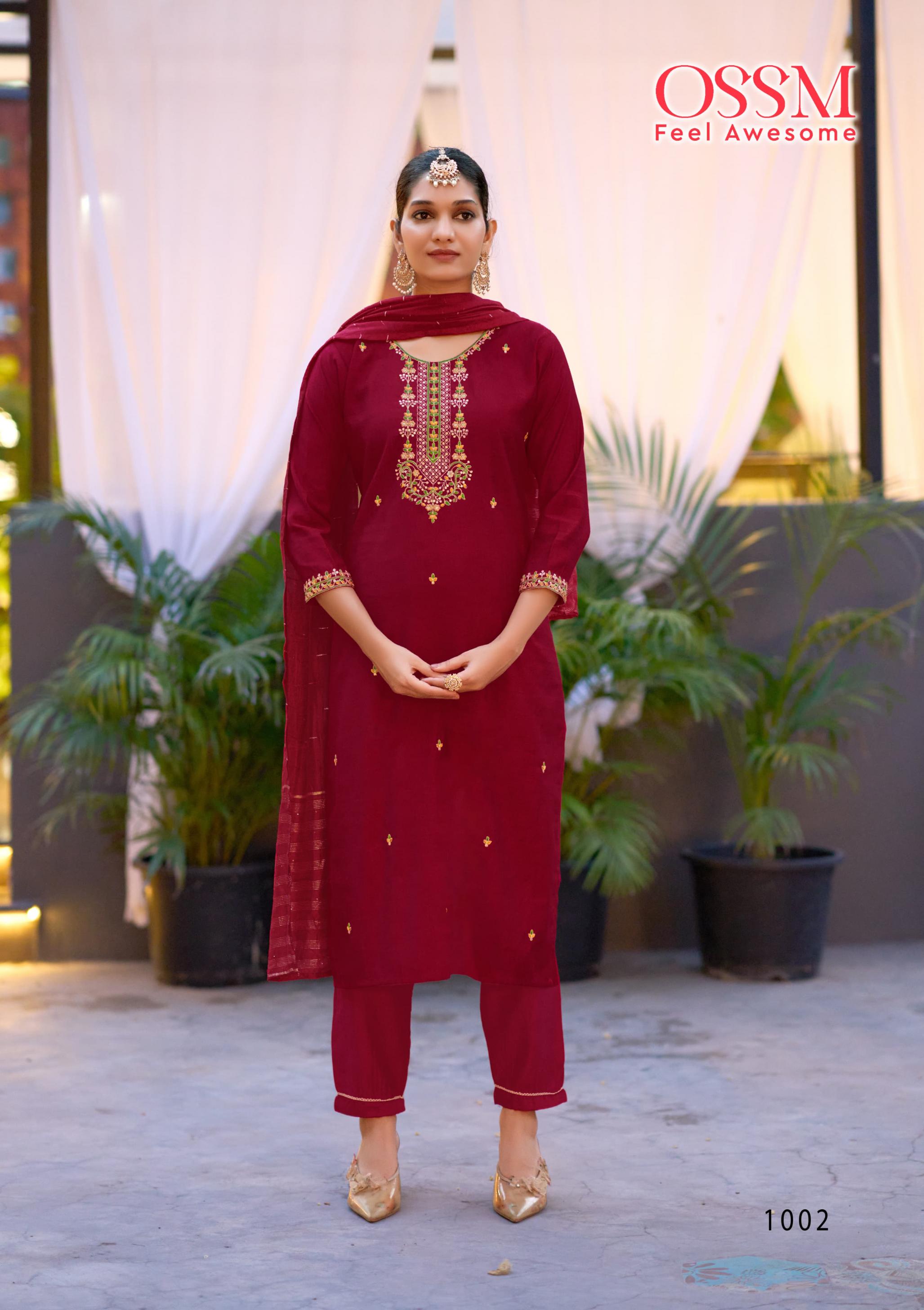 ossm gungun viscose vetican silk readymade big size classic suit for womens 