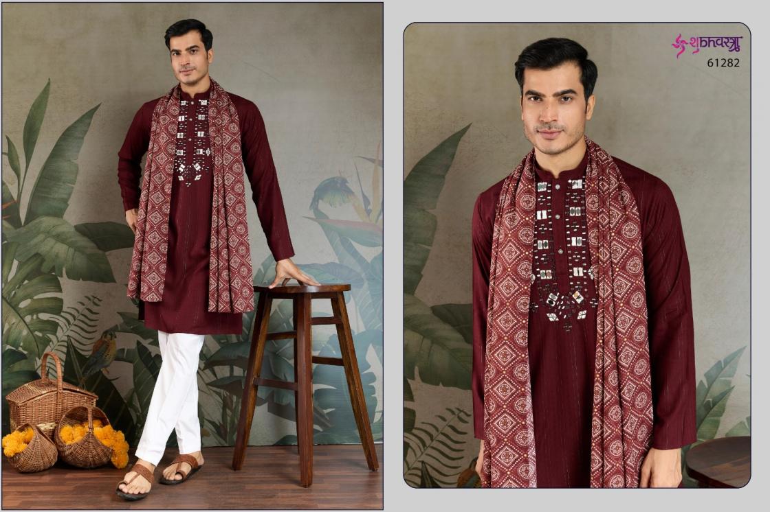shubhvastra the heritage hues viscose readymade stylish mens kurta with dupatta 