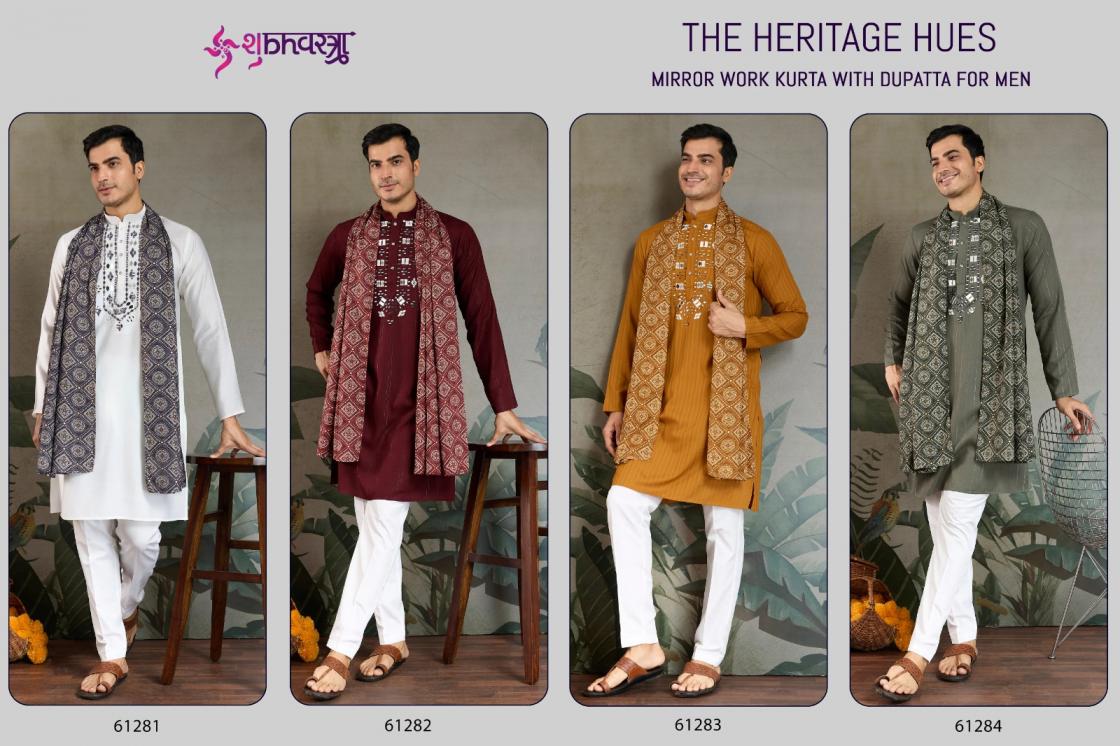 shubhvastra the heritage hues viscose readymade stylish mens kurta with dupatta 