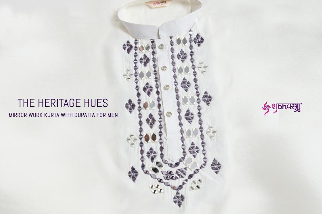 shubhvastra the heritage hues viscose readymade stylish mens kurta with dupatta 